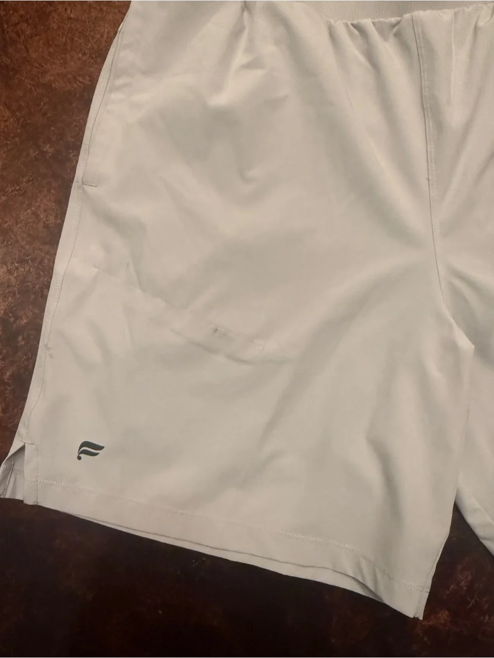 Fabletics Men's White Athletic Shorts with Black Waistband